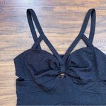 Free People • Royalty Peplum Top black quilted jacquard knit strappy tank cutout Photo 2