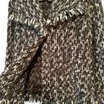 Carole Little Black + Gray Wool Knit Open Front Thick Sweater (S) Photo 4