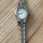 Belair Luxury Vintage Ladies Watch Sparkling White Oval Dial Stainless Bracelet Silver Photo 4