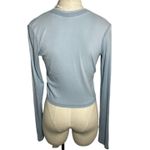 Cotton Citizen Ribbed Scoop Neck Long Sleeve Crop Top Blue L NWT Revolve Photo 3