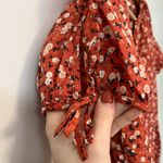 Universal Threads Micro Floral Baby Doll Short Sleeve Orange Shirt - Size Small Photo 3