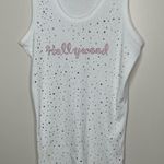 American Vintage vintage Y2K 2000s retro White and pink rhinestones bedazzled Hollywood tank top Photo 3