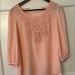 Ezra Elegant Peach Blouse with Lace Detail Excellent Condition Photo 0