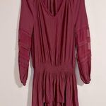 Ramy Brook New York drop waist v neck dress polyester silk burgundy Photo 0