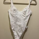 Victoria's Secret Vintage  Teddy Small 34B White Cotton Embroidered Pink Rose Buds Photo 1
