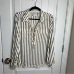 L'Academie L’Academie‎ Revolve striped lace up long sleeves white blouse size medium Photo 1