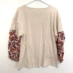 Anthropologie  ANTHRO Annette Top Cream Beige Floral Sleeve Waffle Knit Thermal M Photo 10