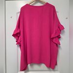 ODDY Plus Pink Blouse Size 2xl 3xl Ruffle Sleeve Button Up Oversized Preppy Rave Photo 2