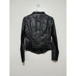 Mackage  Black Leather Moto Diagonal Zip Jacket Size XS Rib Sleeve Panel Photo 6