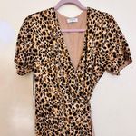 Babaton Aritiza  WALLACE Wrap Dress SIENNA/BLACK 75560 Size Medium Cheetah Leopar Photo 7