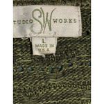 Studio Works Womens Size Large Green Open Knit Cardigan Sweater 3/4 Sleeve Photo 5