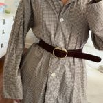 Free People Long Top or Dress Brown White Gingham Photo 2