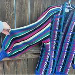 Vintage 90s Joyce Balloon Sleeve Multi Color Funky Plaid Oversize Cardigan Photo 2