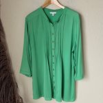 St. John  sport vintage silk stretch green button blouse Photo 1