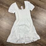 Jessica Simpson  Dress Women M White Square Neck Tiered Rayon Lined Mini Crochet Photo 4