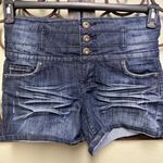 Blue Asphalt dark wash high rise triple button denim shorts Photo 0