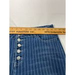 Womens Bell Bottom Jeans Pinstripe Flare Button Fly Boho Hippie Denim Pants XL Blue Photo 3