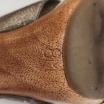 MICHAEL Michael Kors Gold Wood Strappy Slide Mules Heel Sandals Size 8M Brazil Photo 7