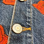 ZARA Embroidered Floral Rose Denim Skirt Raw Hem XS Photo 3