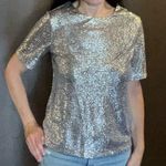 NWOT Tulle Silver Sequin Short Sleeve Tee Photo 8