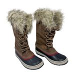 Sorel Joan of Arctic Boots Brown Leather Suede Faux Fur Trim Waterproof Size 7 Photo 0