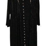 Vintage 90s black Gold embellished crushed velvet maxi dress Holiday whimsigoth Size L Photo 0