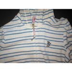 Juicy Couture New $148 Womens Medium  Terry Hoodie White Blue Dog Jacket Stripes Photo 1