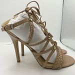 Ivanka Trump leather strappy tan high heels women Size 9M Photo 6