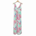 Lilly Pulitzer  Sloane Maxi Dress L Minty Fresh On The Rocks Shell Print Preppy Photo 1