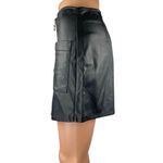 Forever 21  Women's Black Faux Vegan Leather Zip Up Mini Wide Leg Skirt Skort M Photo 1