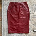 ZARA  Red Vegan Leather Midi Skirt Medium Photo 3