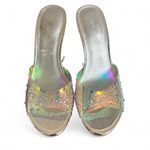 Nine West Y2K CLEAR RHINESTONE SILVER ‎ SPARKLE SANDALS HEELS SIZE 8. Photo 2