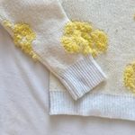 butter yellow and white fuzzy geometric sweater Size M Photo 6