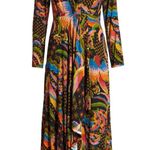 Farm Rio   Macaw Island Maxi Midi Dress Small Black 70s Parrot Tropical  Photo 0