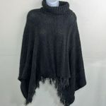 Bisou Bisou  Knit Sweater Poncho Turtleneck Gray one size oversized Photo 0