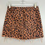 Free People  Animal Print Zip Up Denim Mini Skirt Size 24 XS Photo 5