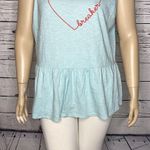 Lane Bryant NWT Size 18/20 Blue w/ Red Heartbreaker Graphic Peplum Hem Tank Top Photo 2