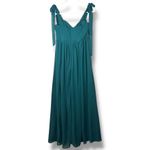 Lulus  NWOT Radiant Charisma Emerald Chiffon Ruched Tie-Strap Maxi Dress Medium Photo 6