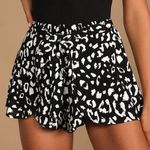 Lulus Black And White Leopard Print Tie-Front Shorts Photo 0