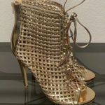 Shoe Dazzle Gold Lace Up Heels Size 9.5 Photo 0