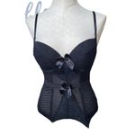 Vintage Corset Bra Lace Bow Black adjustable straps size medium Photo 1
