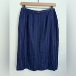 Christian Dior  blazer skirt set navy blue pinstripe short sleeve vintage USA 6 Photo 7