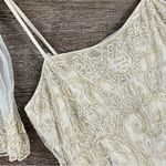 Vintage Stenay Maxi Dress 10 Cream Sheer Beaded Fairy Y2K Rayon Evening Gown Photo 2