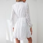 SheIn White Bishop Sleeve V-Neck Mini Jacquard Print Dress White Size XS NWT Photo 1