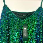Allegra K  Green and Blue Sequined Shining Adjustable Straps Sparkle Cami Top Photo 8