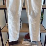 Eileen Fisher  Mid-Rise White Slim Leg Raw Hem Ankle Jeans, 4 Photo 2