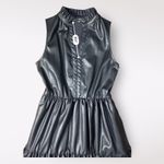 Fate Black Faux Leather‎ Ruffled Tiered Mini Dress Size S Moto Boho Goth Photo 7