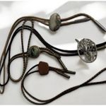 VINTAGE LOT 4 Women's BOLO Faux LEATHER FABRIC Natural Stones + Silver Photo 1