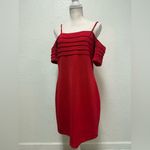 Hugo Buscati  Striking Red off the Shoulder Mini Dress Size Largr Photo 6