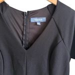 Anthropologie  Modcloth Ponte Dress Swing Fit & Flare Black V-Neck 3/4 Sleeve M Photo 2